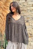 Kiti Paisley Damask Artist Smock Coffee Bean